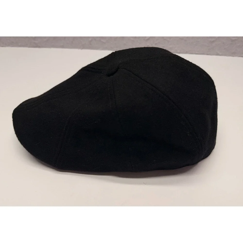 Boston Scally Co Mens Black Flat Cap Scally Hat Wool Blend Size Small
